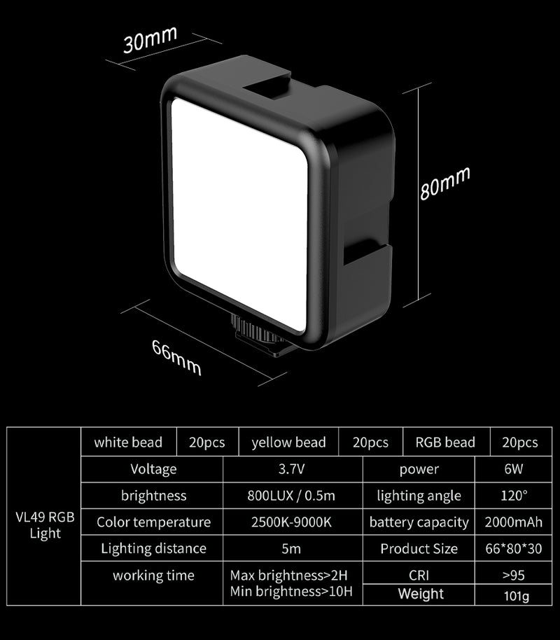 Compre 1 Leve 2 - Luz de Led RGB para Fotos e Vídeos 2000mAh Recarregável